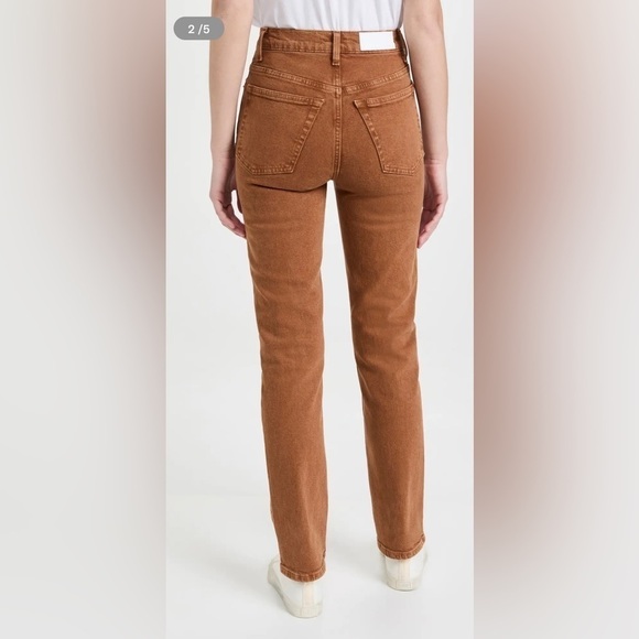 REDONE 70s Straight Leg Jeans in Terracotta Brown, Women's 23 - Picture 3 of 11
